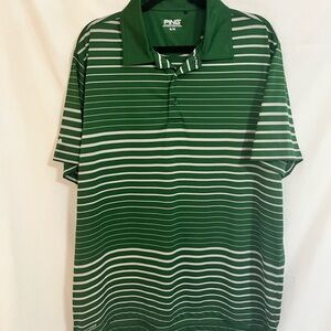 Ping Men's Polo Shirt in Green and Gray Stripes